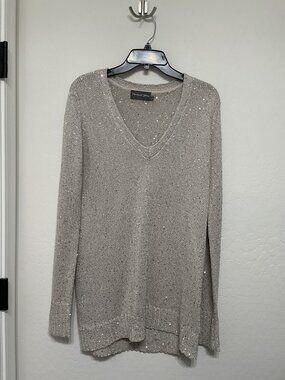 Michael Stars Sequin Holiday Tunic Loose Weave Sweater - Size Medium